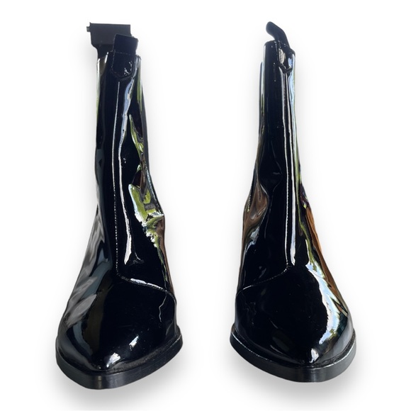 Maison Shoeshibar Designer Patent Leather Boots Slip On Pointed Toe - Picture 5 of 12